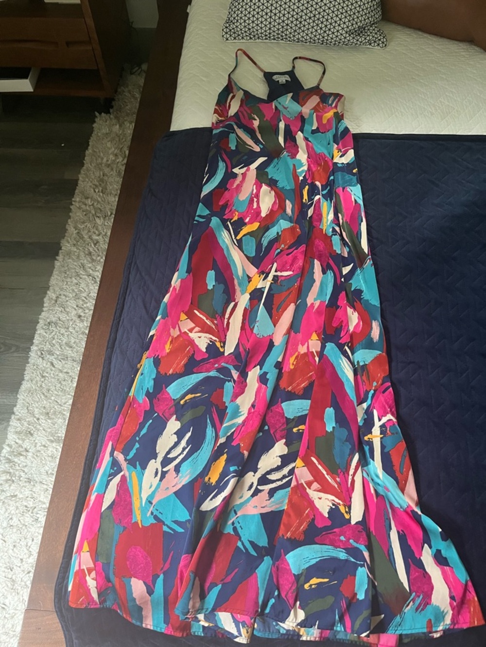 Like New Tahari ASL Women’s Multicolor Brushstroke Maxi Dress - Sleeveless